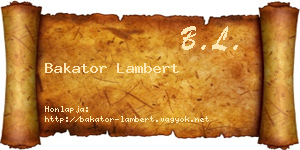 Bakator Lambert névjegykártya